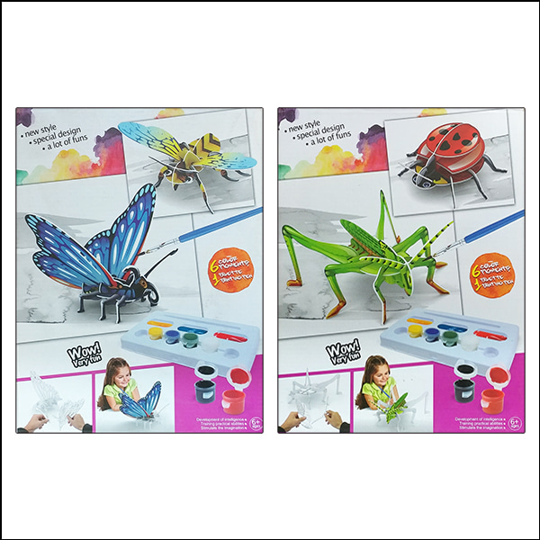 DIY 3D 입체 색칠 곤충퍼즐(나비+꿀벌 세트/메뚜기+무당벌레 세트)